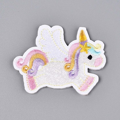 ユニコーン柄オーダーワッペン ユニコーンアップリケ 機械刺繍布地手縫い/アイロンワッペン マスクと