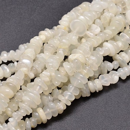 Brins de perles de pierre de lune blanche naturelle X-G-E271-112-1