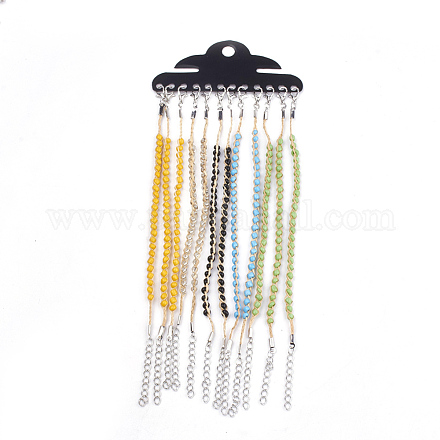 Плетеные браслеты из рафии ручной работы AJEW-S072-31-1