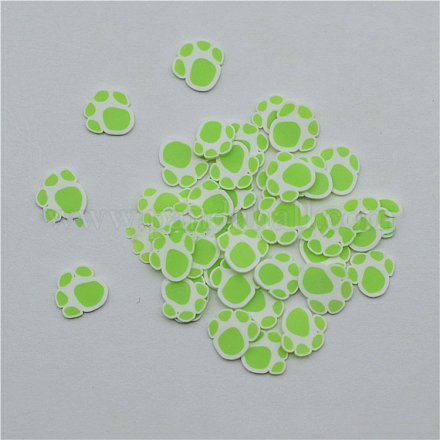 手作り樹脂クレイカボション  犬の足  薄緑  5~6.5x5~6.5x6mm CLAY-WH0005-01C-1