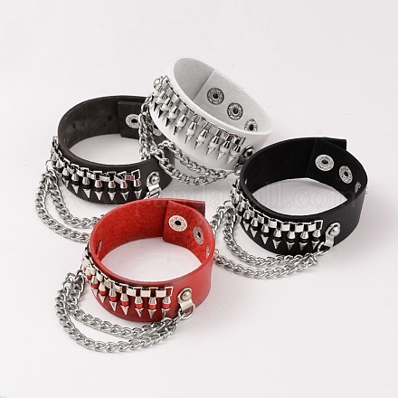 Snap bracelets de cordon en cuir BJEW-D351-29-1