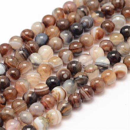 Chapelets de perles en agate rayée naturelle/agate à bandes G-K155-A-6mm-14-1