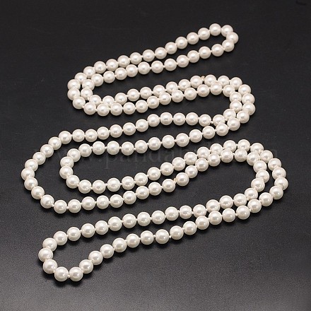 Round Glass Pearl Beaded Necklaces NJEW-O059-11G-8mm-1
