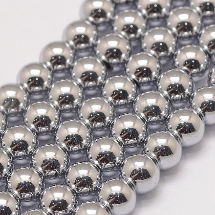 Hilos de perlas de hematites sintético magnéticos de grado AA X-G-P258-05-6mm-1