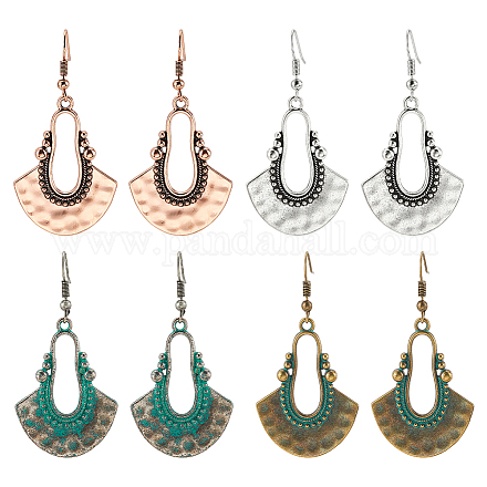Anattasoul 4 paio di orecchini pendenti in lega a goccia cava in 4 colori con perni in ottone da donna EJEW-AN0004-57-1