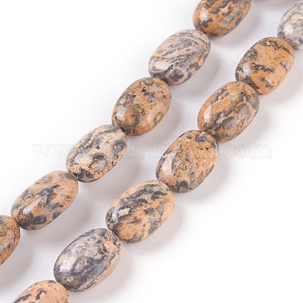 Fili di perline jasper naturali di pelle di leopardo G-I231-10-1