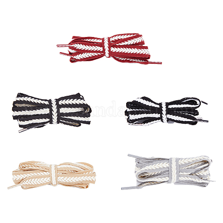 Superfindings 5 пара 5 цвета двухцветные плоские плетеные шнурки из полиэстера DIY-FH0005-41B-02-1