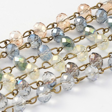Handgefertigte galvanisierte Glasperlenketten mit facettierten Rondellen für die Herstellung von Halsketten und Armbändern AJEW-JB00145-1