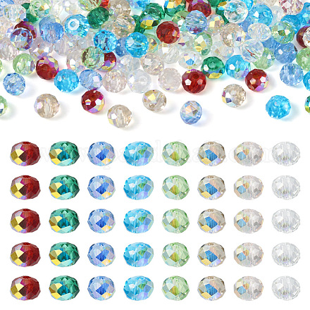 400pcs 8 colores transparentes hebras de cuentas de vidrio electrochapado EGLA-TA0001-22-1