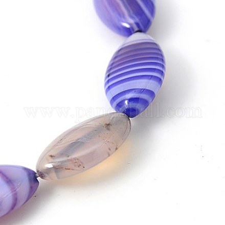 Natural Striped Agate/Banded Agate Beads Strands G-G303-11x19mm-01-1