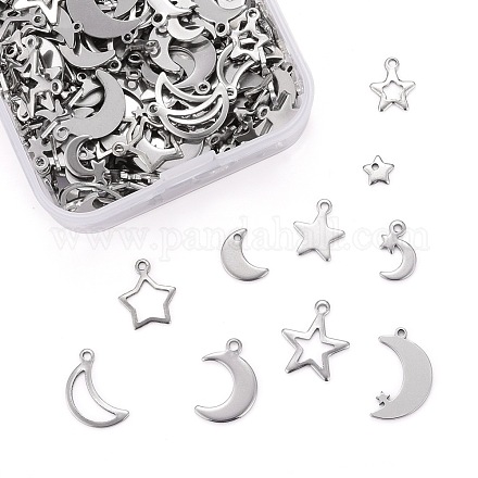 200Pcs 10 Style 304 Stainless Steel Charms STAS-LS0001-33P-1