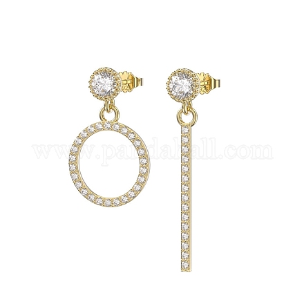925 Sterling Silver Micro Pave Cubic Zirconia Ear Studs EJEW-P231-04G-1