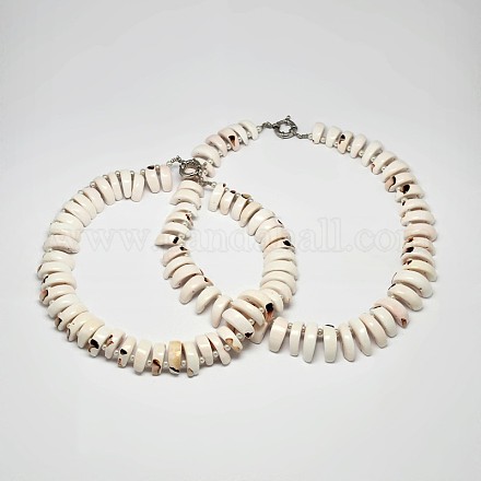 Shell Beaded Necklaces NJEW-L096-32-1