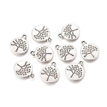 Плоские круглые с подвесками из сплава дерева тибетском стиле TIBEP-R338-10AS-NR-1