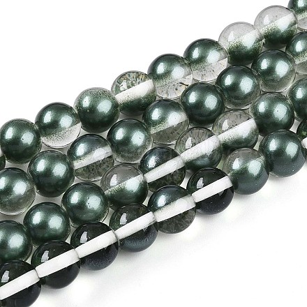 Запекание окрашенные прозрачные стеклянные бусины нити DGLA-N011-10mm-07-1