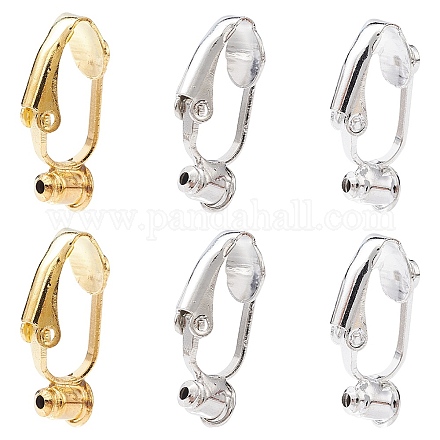Accessoires de convertisseurs de boucles d'oreilles à clipser en laiton 6 pièces 3 couleurs KK-YW0002-06-1