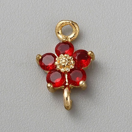 Подвески из светлой позолоченной латуни с паве и стеклянным разъемом KK-CJC0001-38KCG-02-1