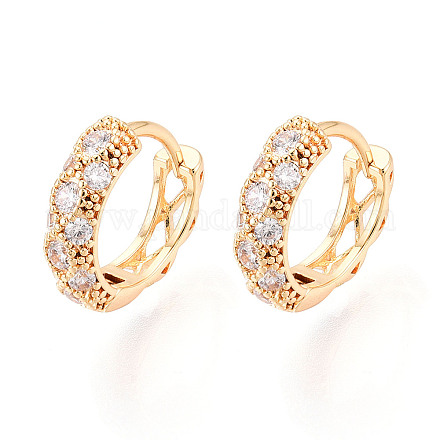Латунные серьги-кольца из прозрачного кубического циркония EJEW-T048-45G-1