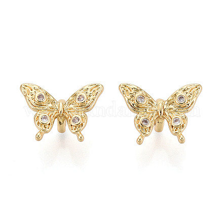 Латунные микро проложить кубического циркония бусы KK-N276-07G-1