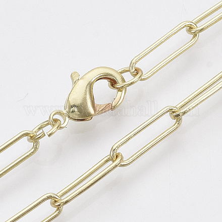 Brass Round Oval Paperclip Chain Necklace Making MAK-S072-04B-LG-1