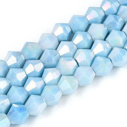 Антикоррозийные гальванические биконические стеклянные бусины EGLA-T021-6mm-16-08-1