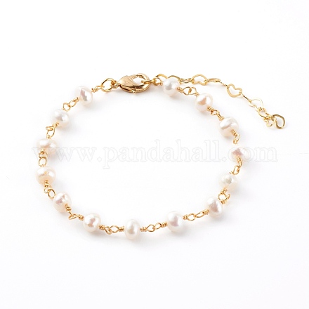 Bracciali con perline di perle naturali per bambini BJEW-JB06127-01-1
