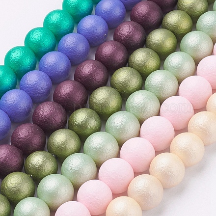 Chapelets de perles de coquille texturées BSHE-K008-6mm-01-1