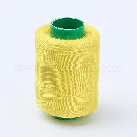 布地やDIYクラフト用品ポリエステル縫糸コード  きいろ  0.1mm  400m /ロール（437.44ヤード/ロール）  10のロール/袋 NWIR-WH0001-07-1