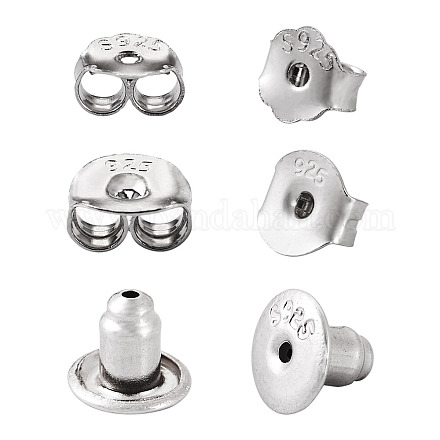 3 пара 3-х стильных фрикционных гаек из стерлингового серебра с родиевым покрытием STER-TA0001-09-1