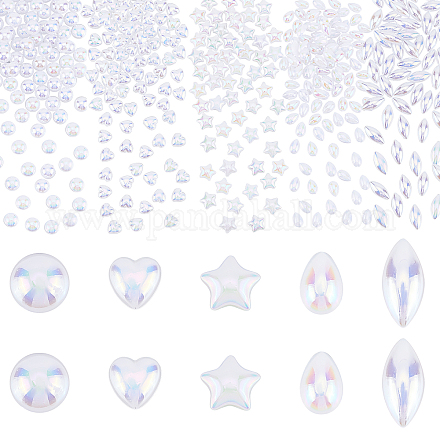 パンダホールエリートabsプラスチック＆不透明アクリル模造真珠カボション  ABカラーメッキ  混合形状  乳白色  400個/箱 OACR-PH0001-89-1