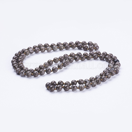 Flocon de neige naturelle colliers de perles obsidienne NJEW-P202-36-A37-1