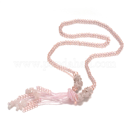 Розовый кварц Lariat ожерелья NJEW-O086-07G-1