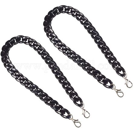 Pandahall 2pcs black curb chains resin bag strap link cadena de reemplazo bolsa de cadena con cierress de langosta para bolso de mano monedero billetera clutch craft making FIND-PH0001-69-1