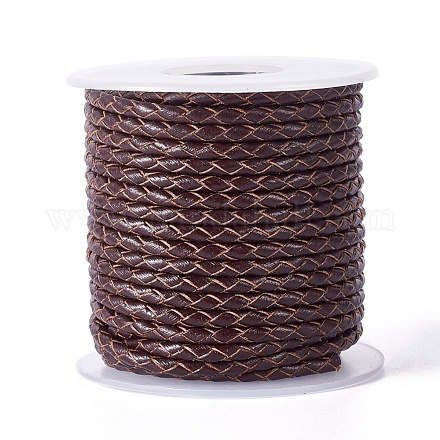 編み紐  革のアクセサリーコード  ジュエリーDIY製版材料  スプールで  ココナッツブラウン  3.3mm  10ヤード/ロール WL-I005-A09-1