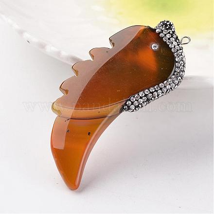 Dyed Wing Natural Agate Big Pendants G-K096-F-04-1
