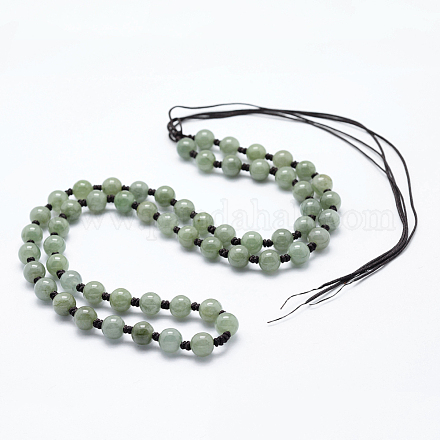Colliers de perles naturelles de jade du Myanmar / jade birmane NJEW-F202-A02-1