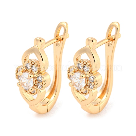 Латунные серьги-кольца из прозрачного кубического циркония EJEW-A107-09D-KCG-1