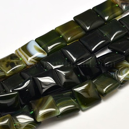 Dyed Square Natural Agate Bead Strands G-M285-03B-1