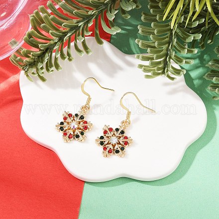 Серьги с подвесками из сплава на рождественскую тематику со стразами EJEW-JE06627-02-1