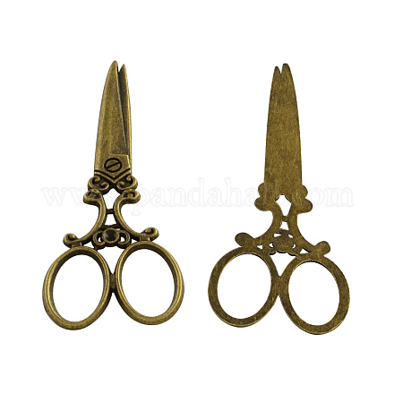 Tibetan Style Alloy Scissor Pendant Rhinestone Settings TIBEP-Q040-119AB-NR-1