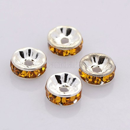 Rondelle Silver Brass Grade A Rhinestone Spacer Beads RB-F016-14S-NF-1