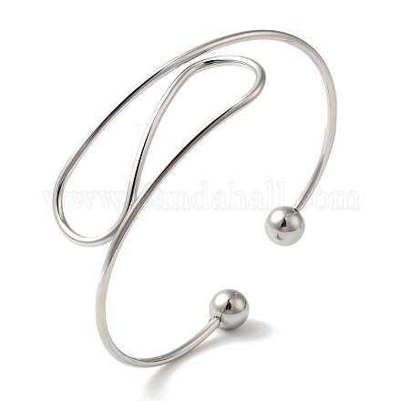 Не тускнеющие изогнутые открытые браслеты-манжеты для женщин BJEW-Z071-03P-1