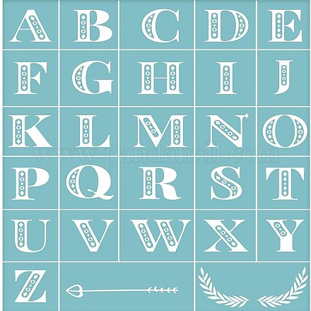 OLYCRAFT Self-Adhesive Silk Screen Printing Stencil Alphabet Reusable Pattern Stencils for Painting on Wood Fabric T-Shirt Wall and Home Decorations #4 DIY-WH0173-043-1