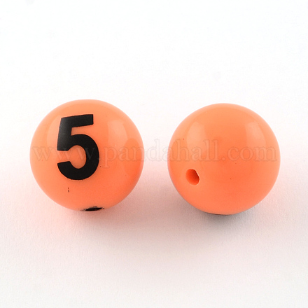 No.5 imprimé perles rondes acryliques opaques SACR-R893-20mm-03-1