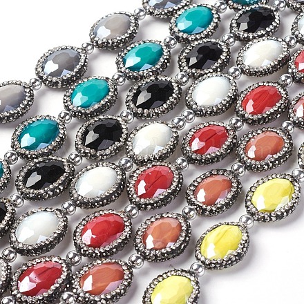 Chapelets de perles en verre électroplaqué EGLA-E055-M-1