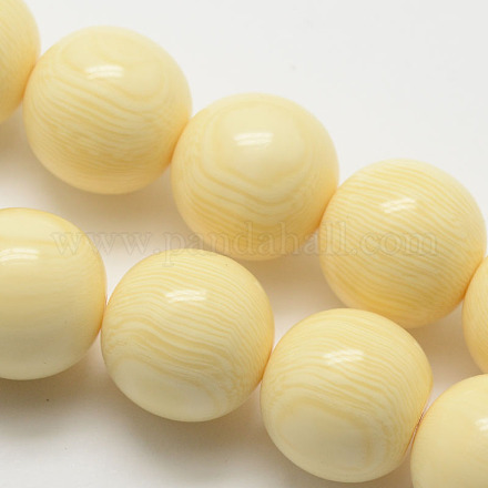 Imitation Amber Resin Round Bead Strands for Buddhist Jewelry Making RESI-E006-01-16mm-1