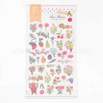 Flower Pattern DIY PVC Label Paster Picture Stickers AJEW-L058-07-1