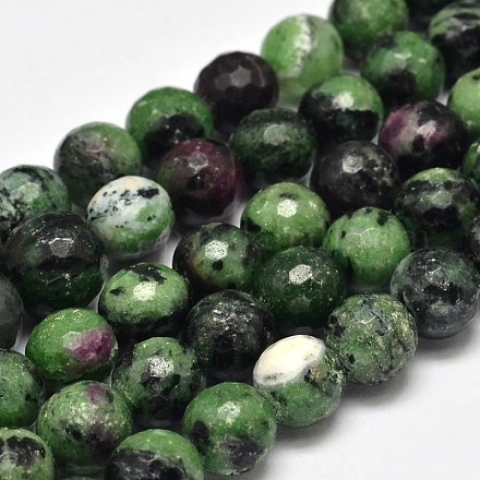 Faceted Round Natural Ruby in Zoisite Bead Strands G-F289-11-10mm-1