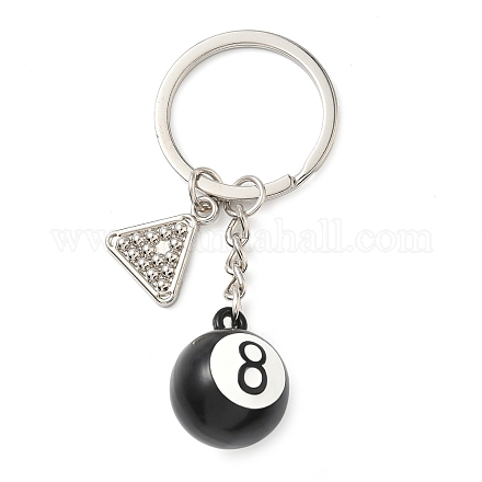 Брелки для бильярда № 8 из черного эмалевого сплава KEYC-I119-02P-1