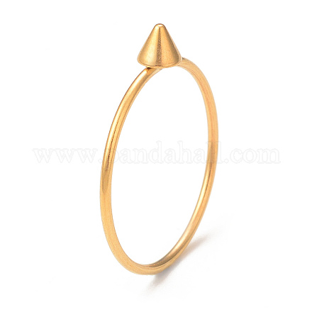 Chapado en iones (ip) 304 anillo de dedo de cono de acero inoxidable para mujer RJEW-I096-24G-1